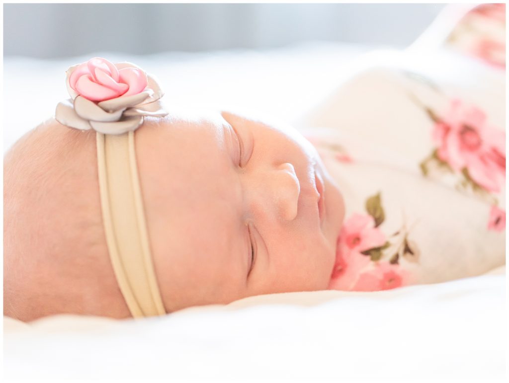 newborn photo of baby girl sleeping
