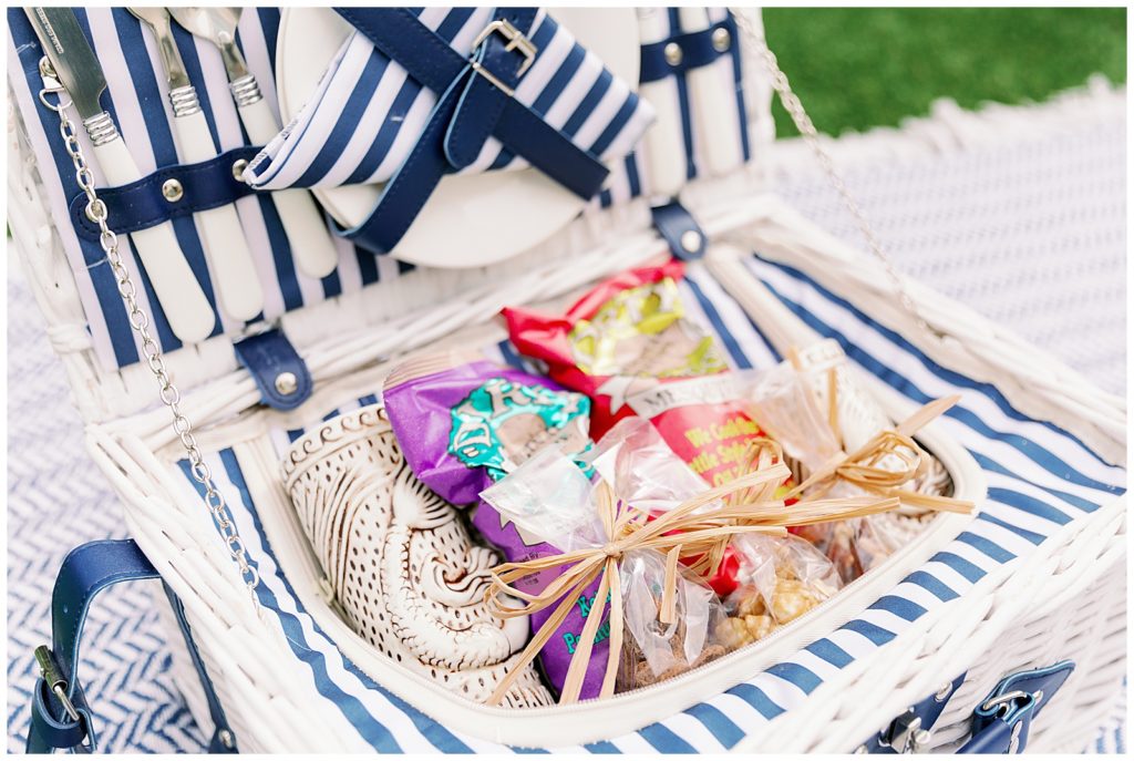 closeup of a picnic basket