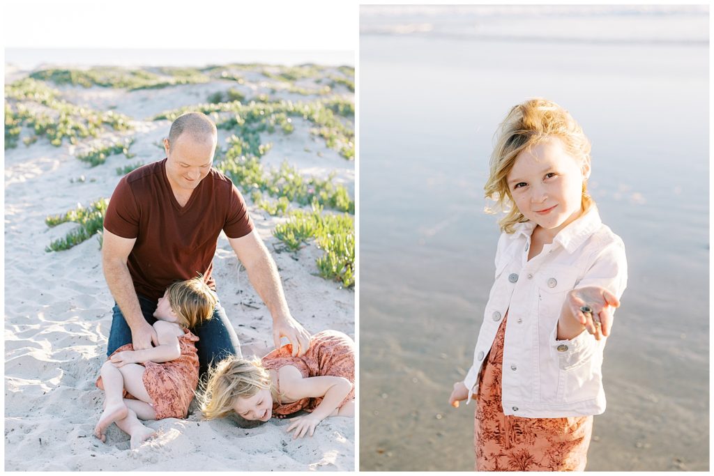 dad playing with daughters during family photo session