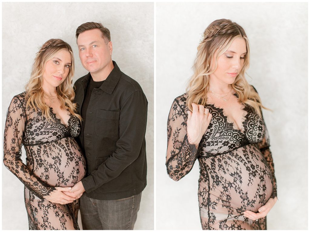 maternity shoot in studio with mom and dad 