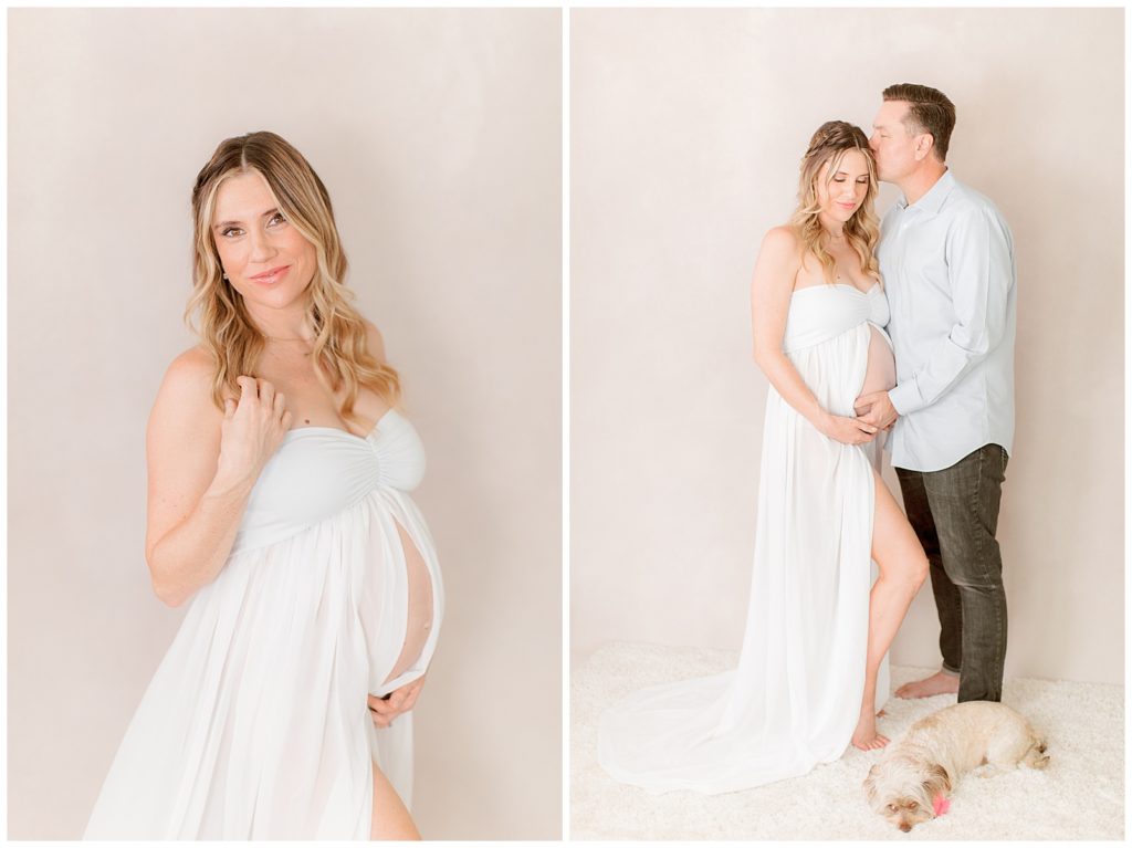 maternity session with mom, dad and dog 