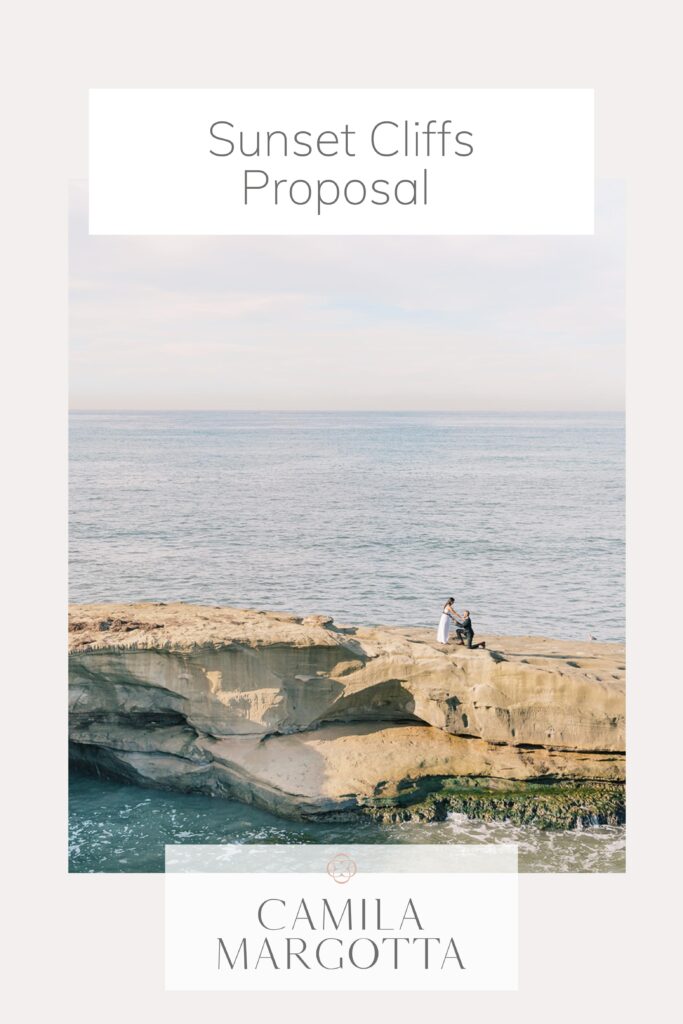a guy proposing to a girl on the cliffside of sunset cliffs