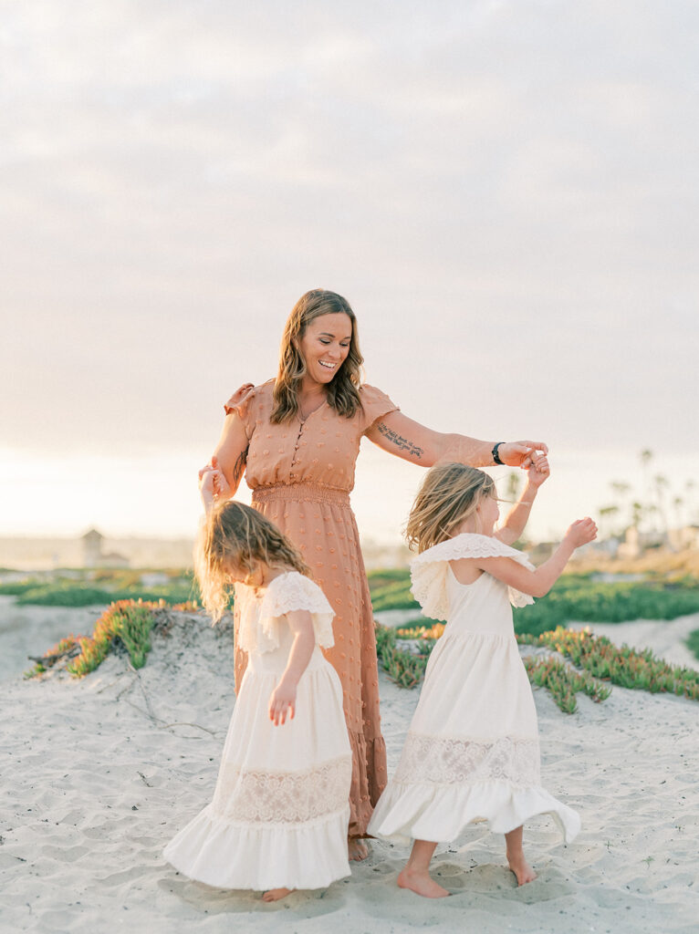 Candid family photo at Coronado beach