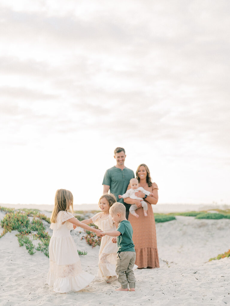 Candid family photo at Coronado beach