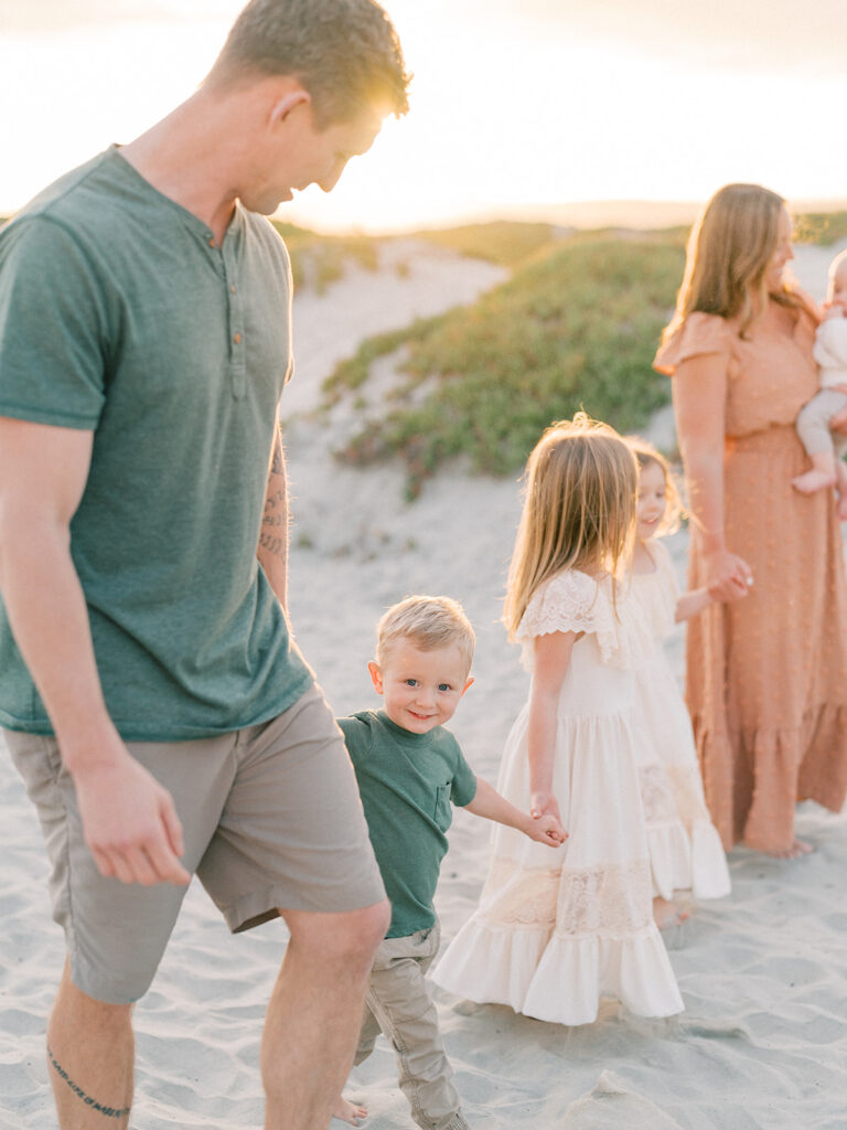 Candid family photo at Coronado beach