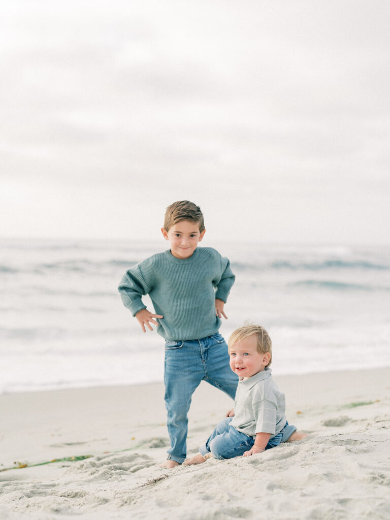 Brothers at La Jolla shores during  family session