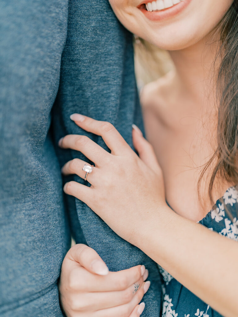 Close up photo of an engagement ring at Laguna Beach