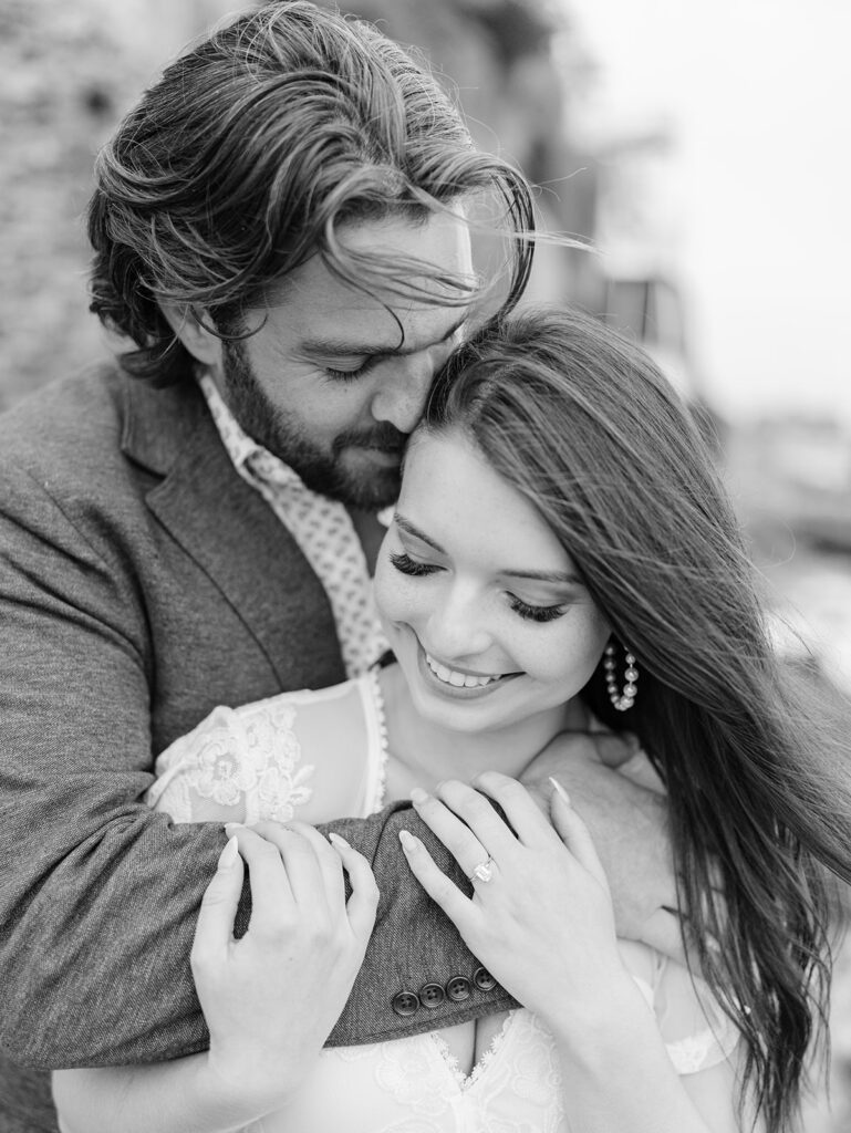 B&W photo of a couple at Laguna Beach