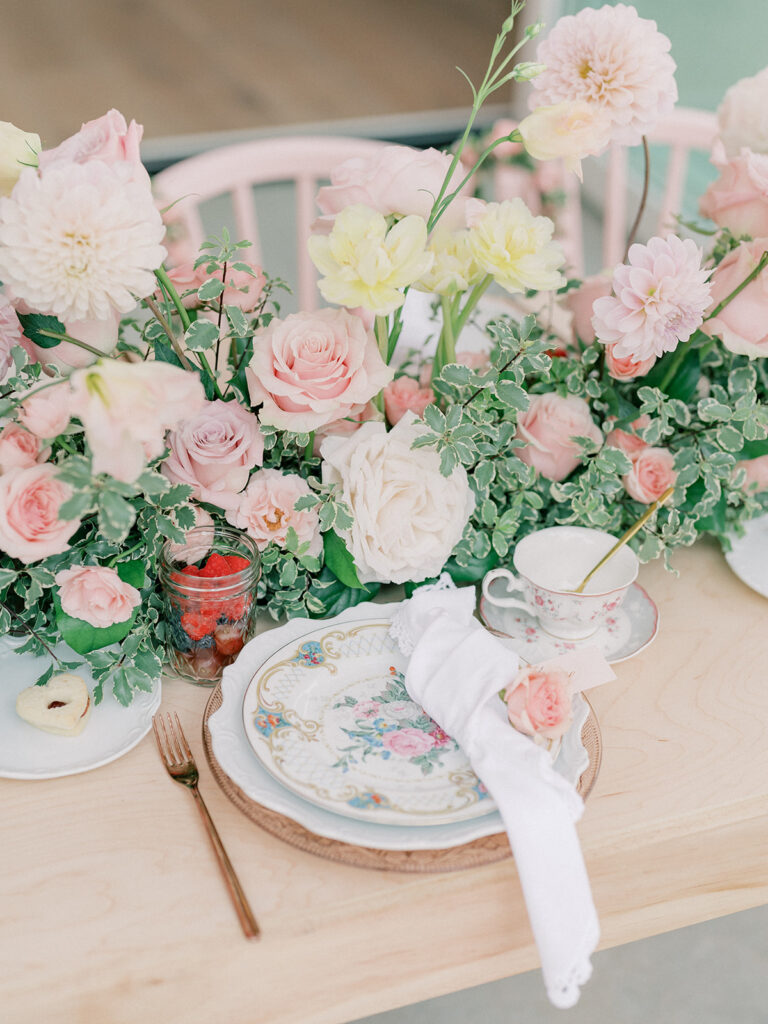 pastel tablescape for little girl tea birthday party