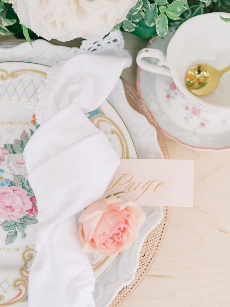 close up details of tablescape