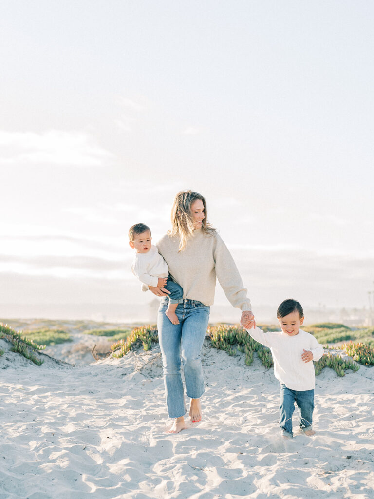 candid photo of a family at coronado beach