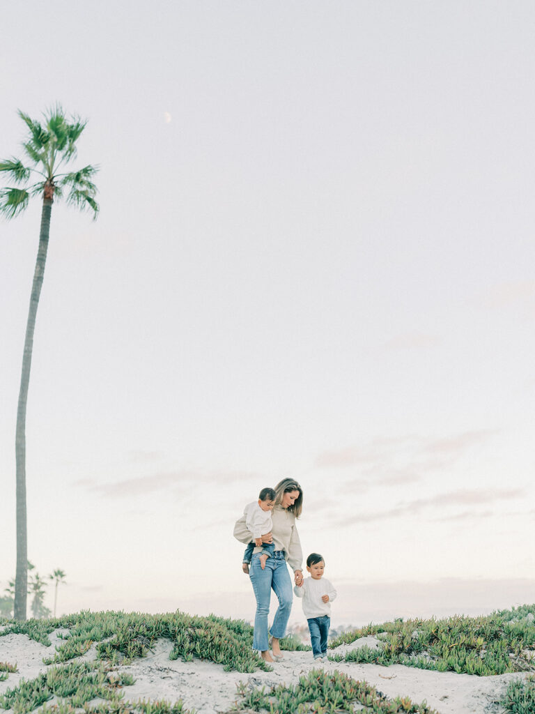 candid photo of a family at coronado beach