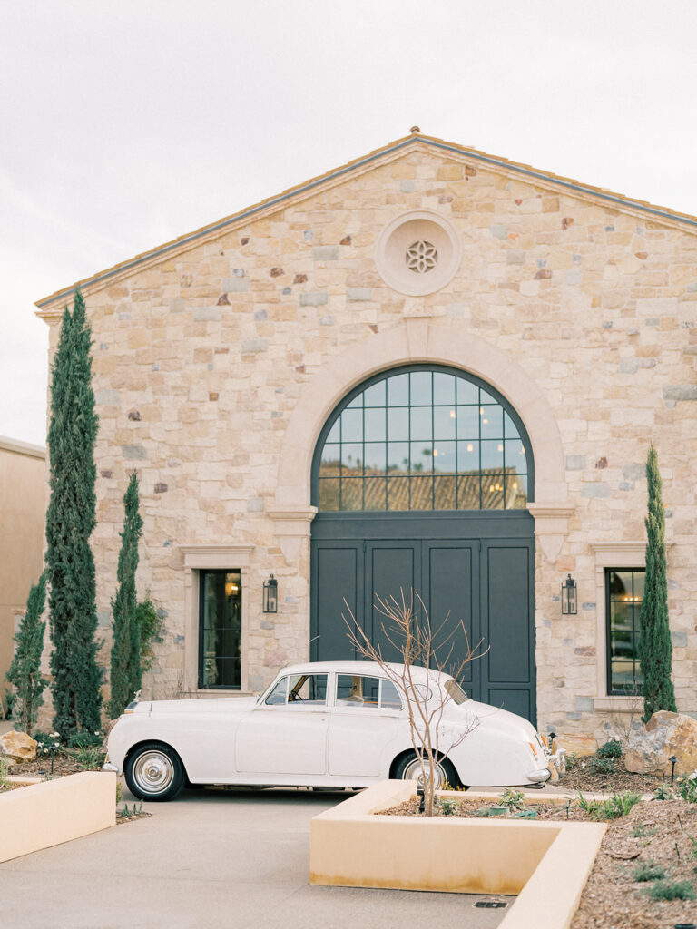 Vintage car in front of monserate winery