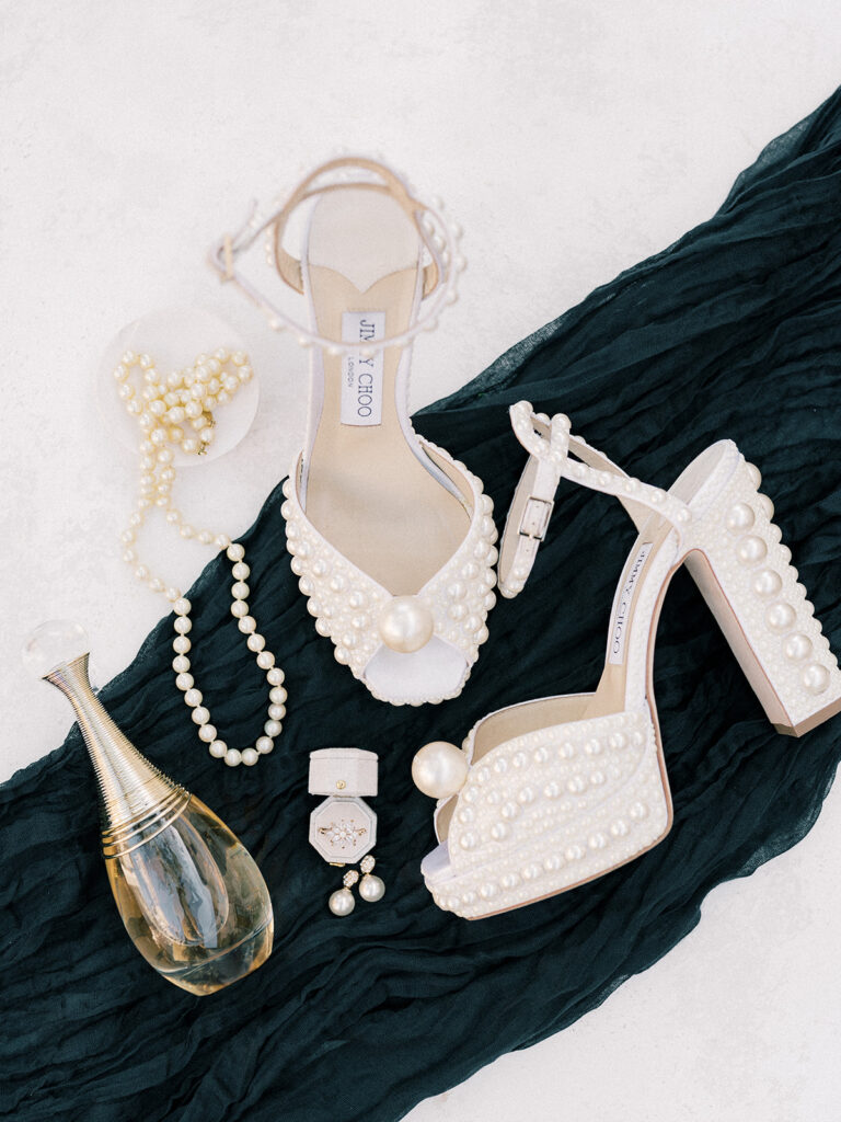 flat-lay details of a bride