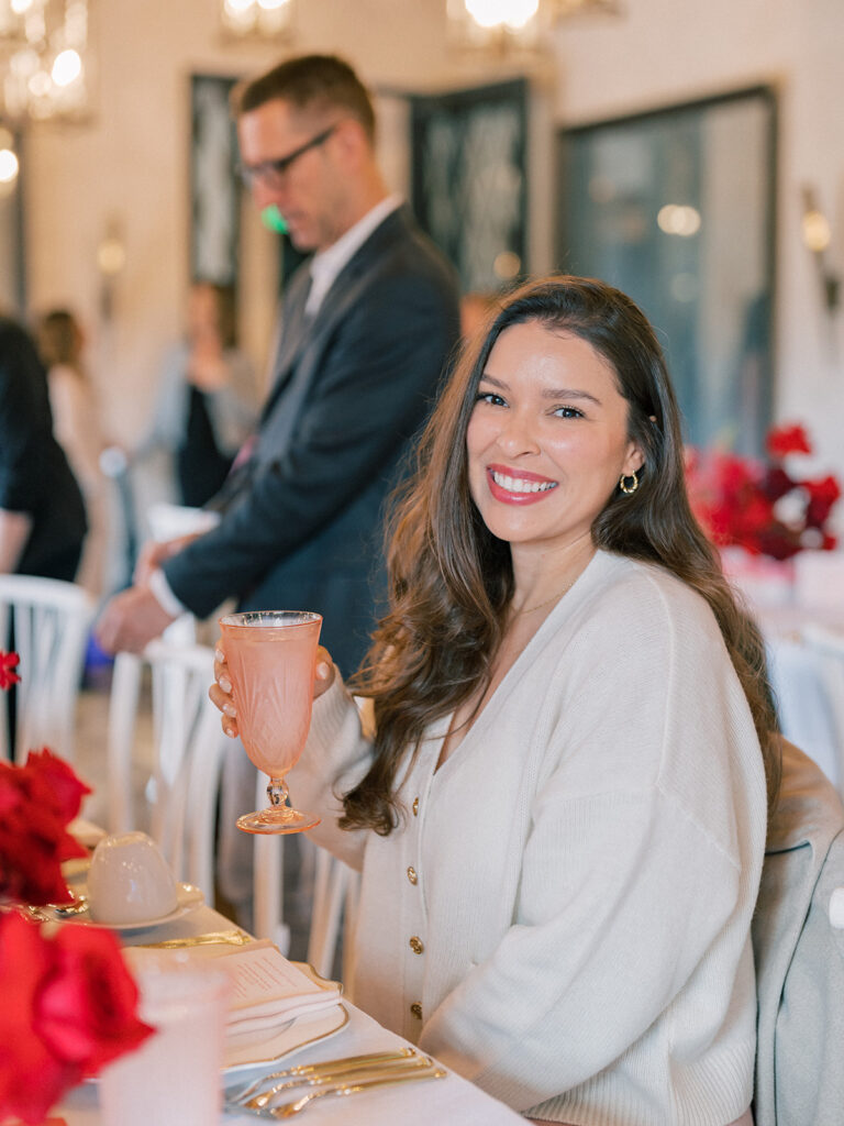 a woman smiling